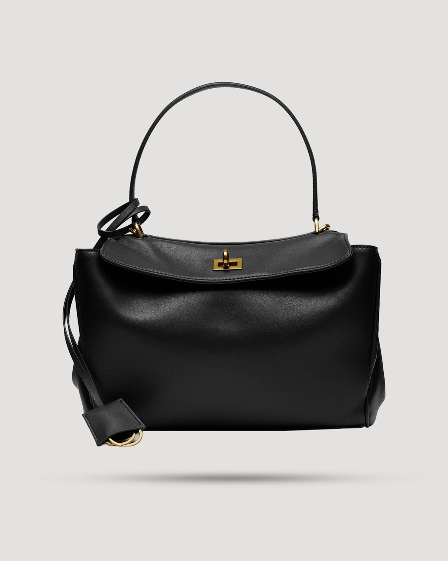 Borsa cartella small con tasca in pelle liscia