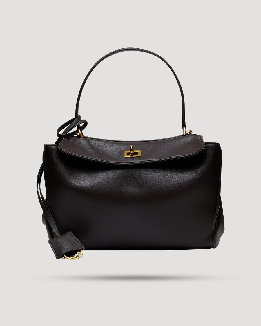 Borsa cartella small con tasca in pelle liscia