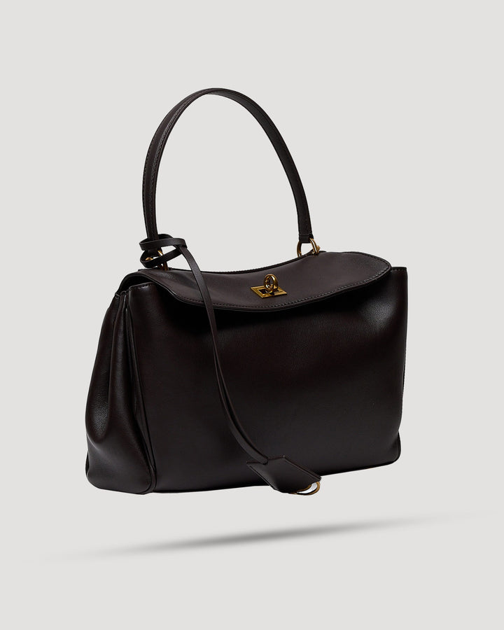 Borsa cartella small con tasca in pelle liscia