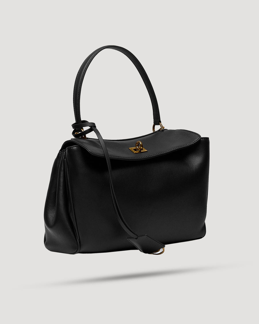 Borsa cartella small con tasca in pelle liscia