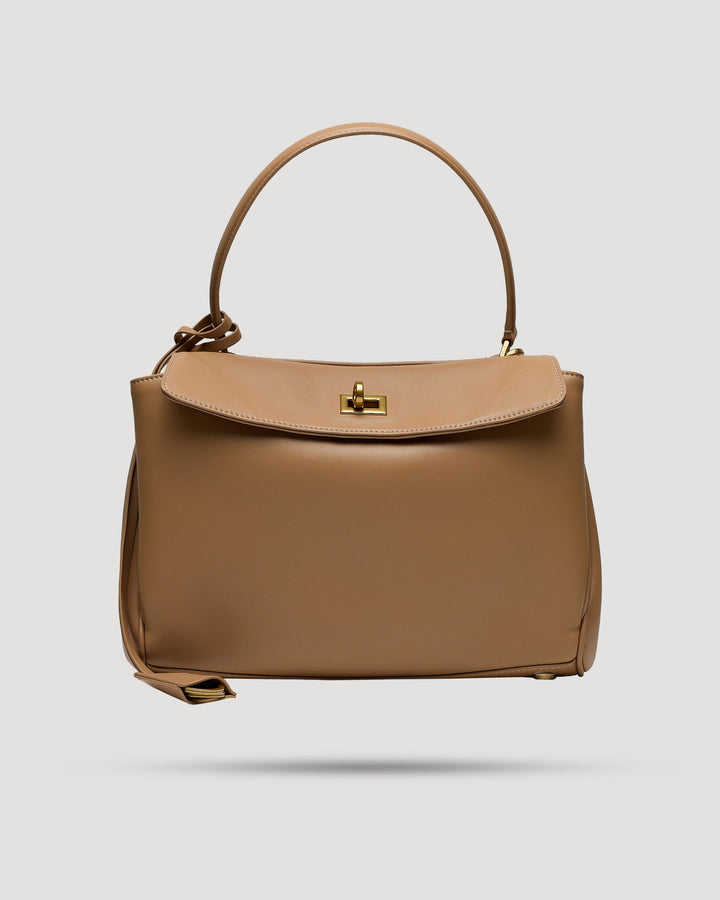 Borsa cartella small con tasca in pelle liscia