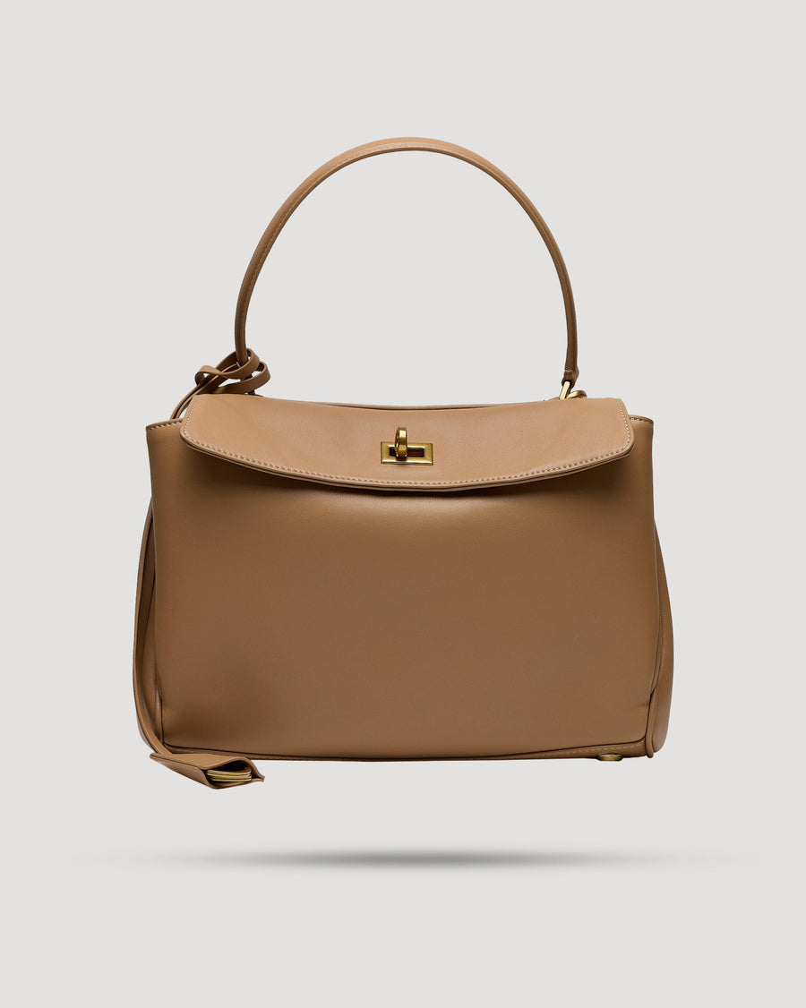 Borsa cartella small con tasca in pelle liscia