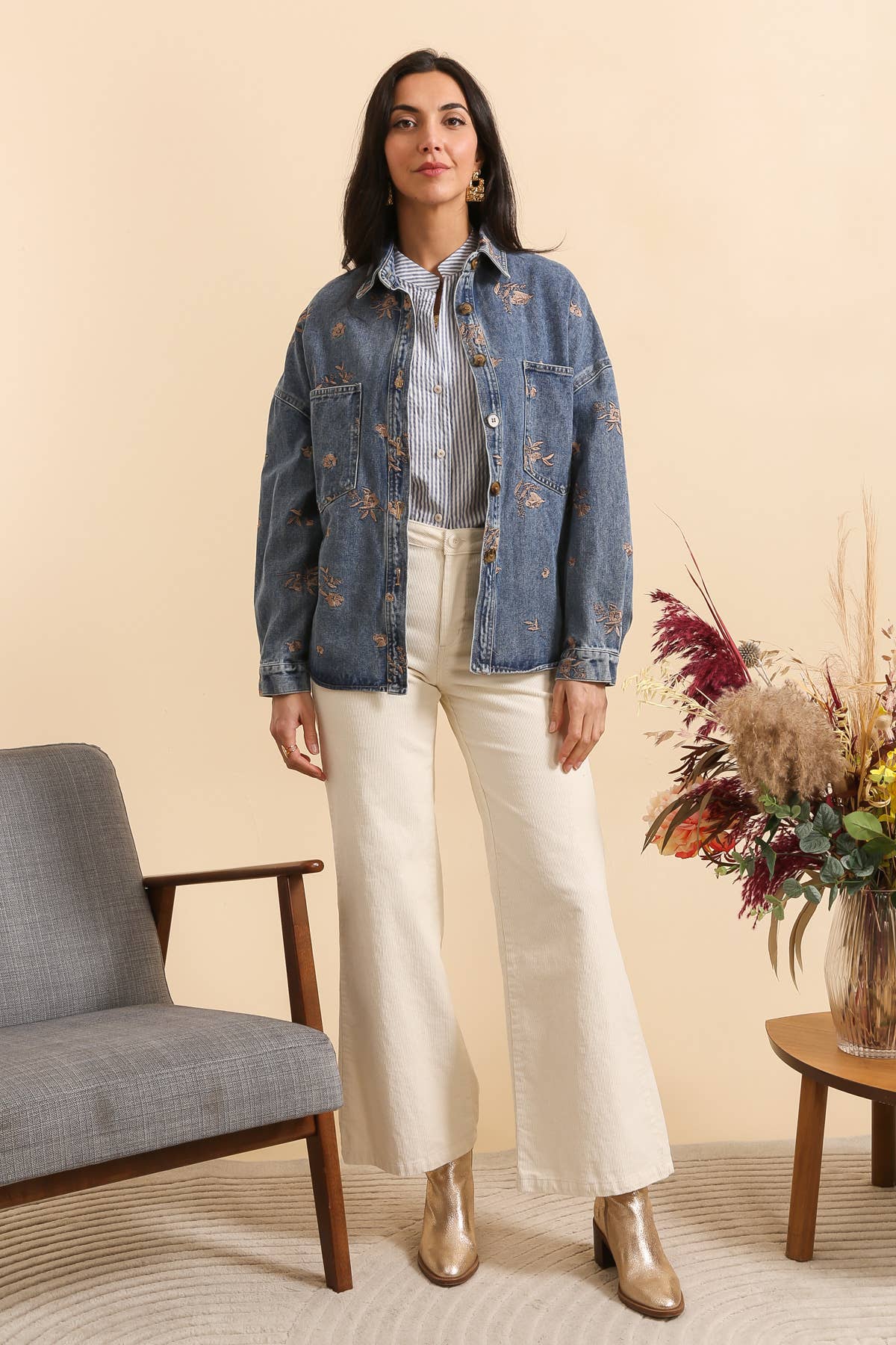 Giacca in Denim Ricamato