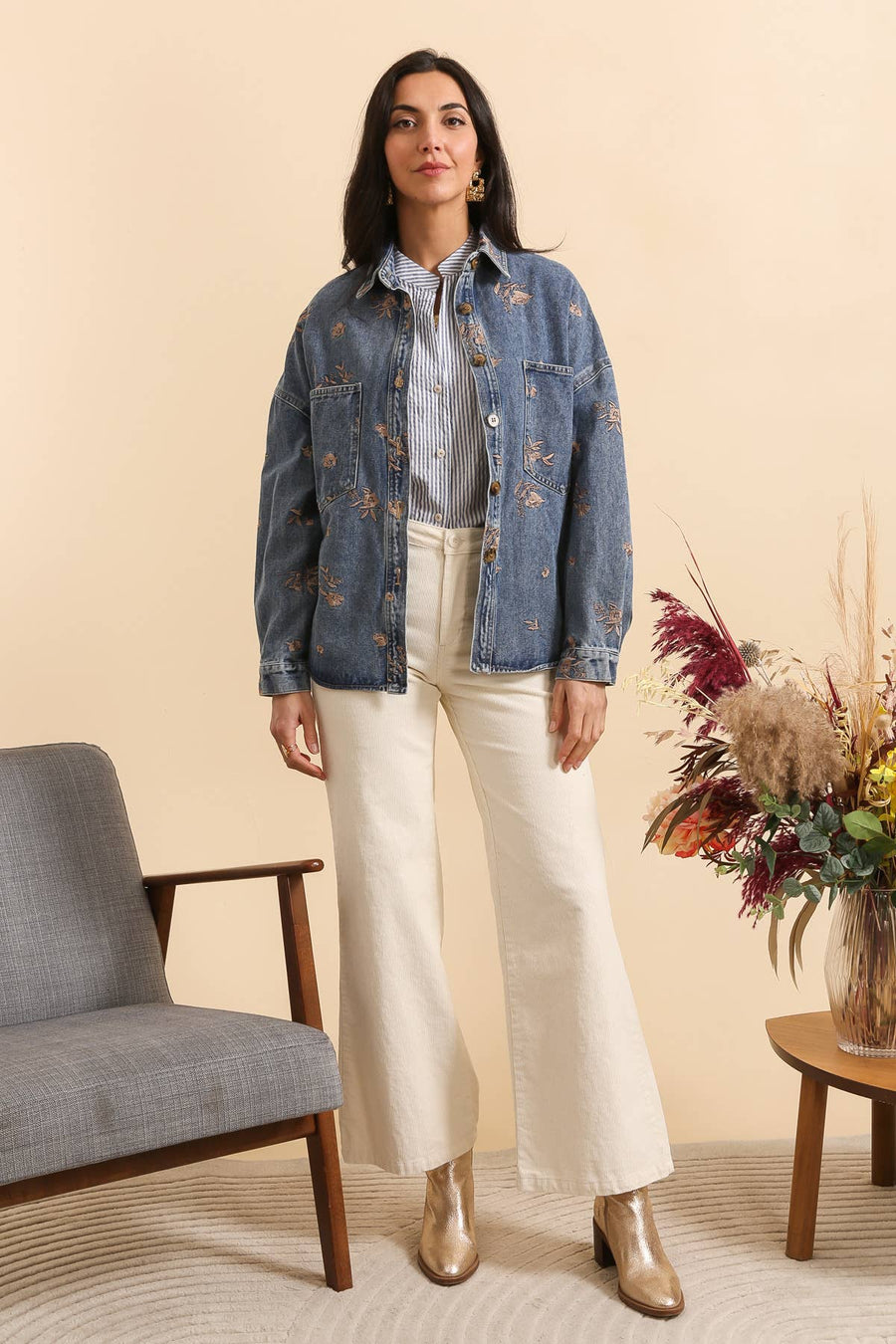 Giacca in Denim Ricamato