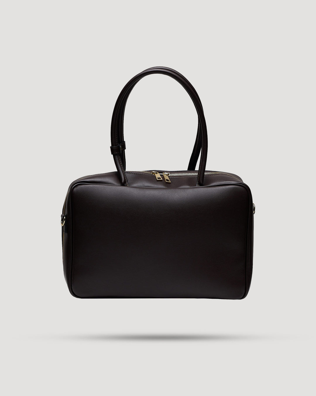 Borsa tote quadrata con zip in pelle liscia