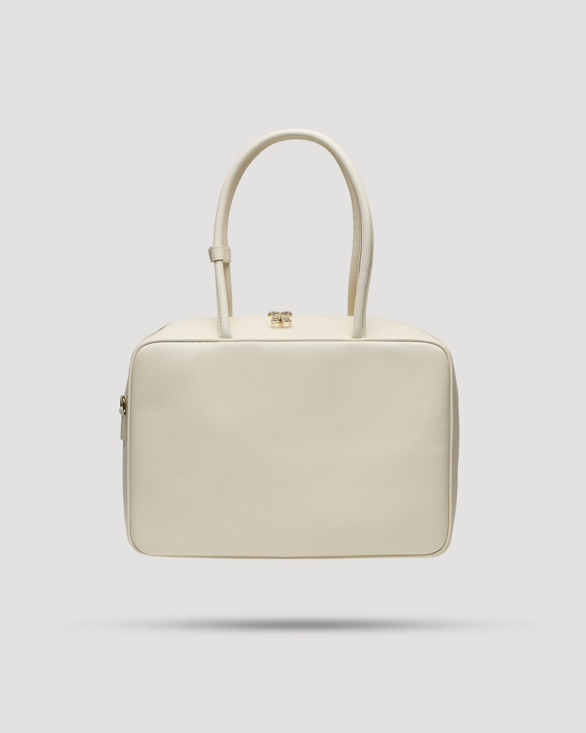 Borsa tote quadrata con zip in pelle liscia