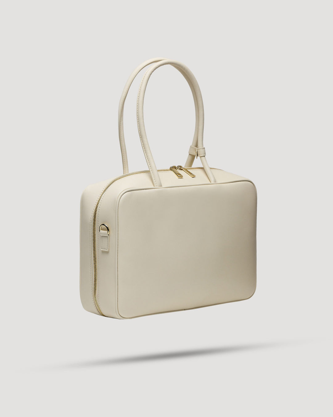 Borsa tote quadrata con zip in pelle liscia