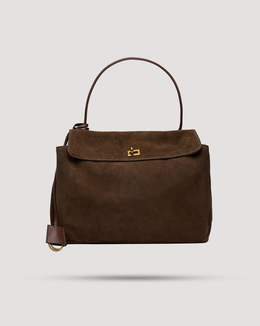 Borsa cartella large con tasca in suede