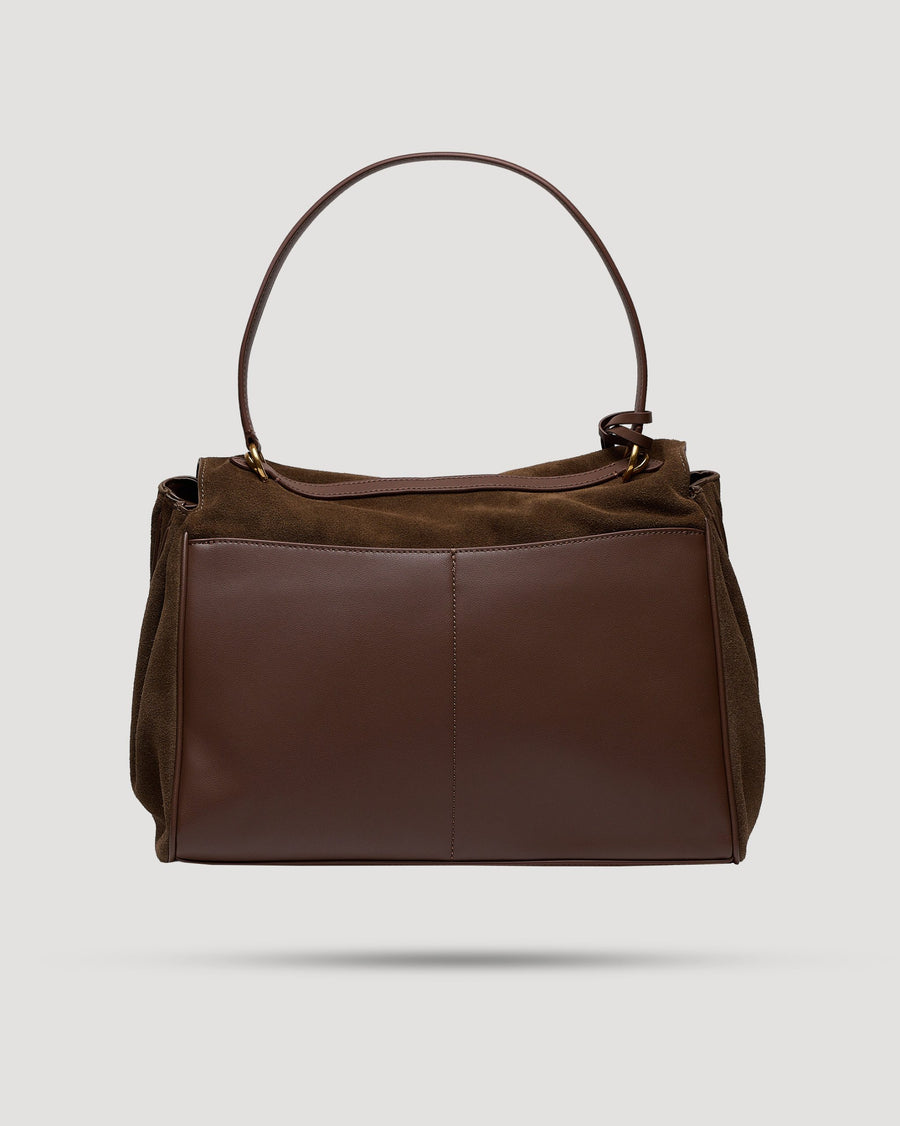 Borsa cartella large con tasca in suede