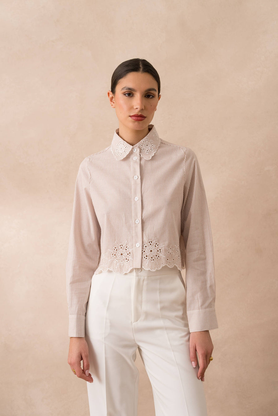 Camicia a Righe con Ricami