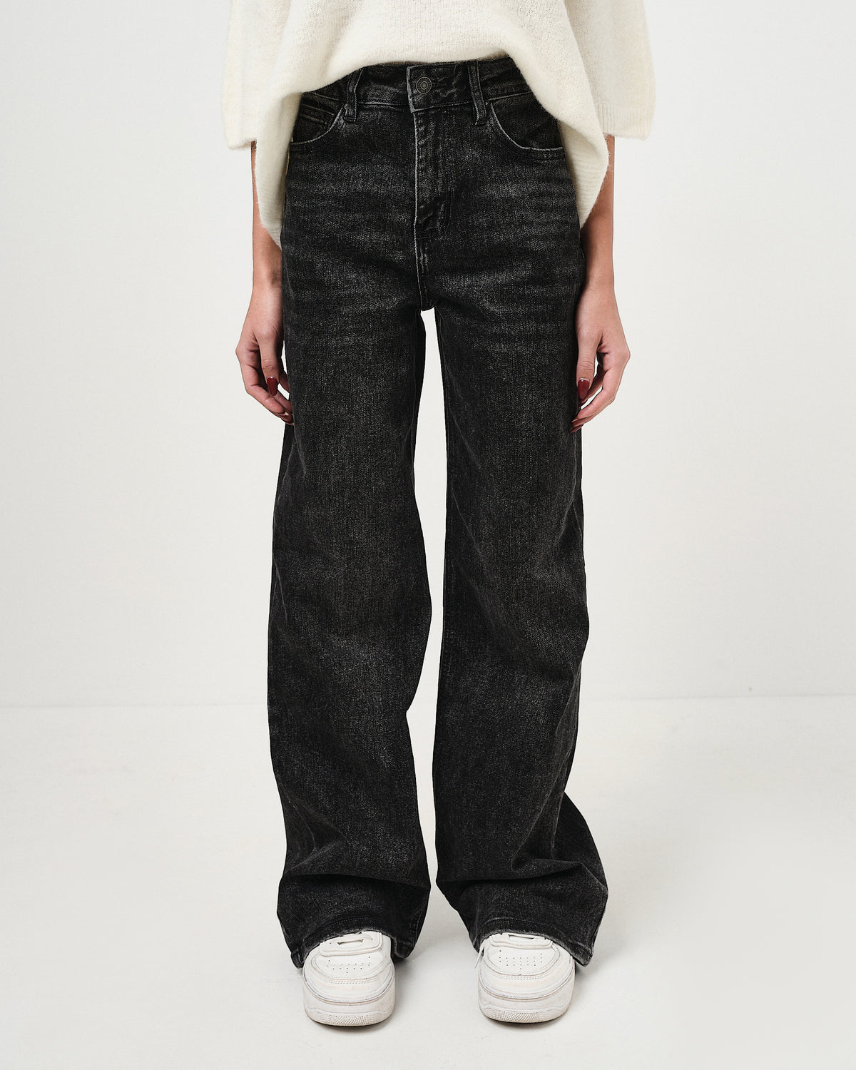 Denim a palazzo a vita alta