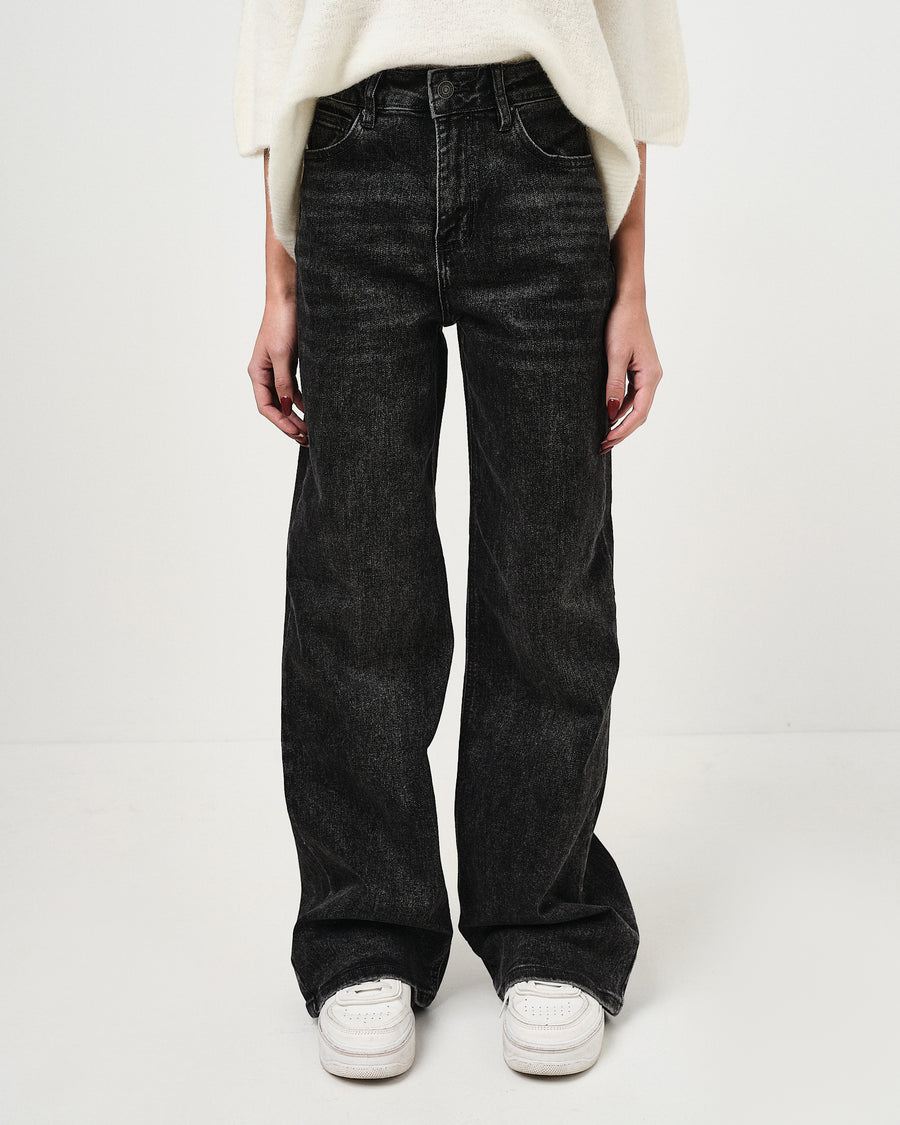 Denim a palazzo a vita alta