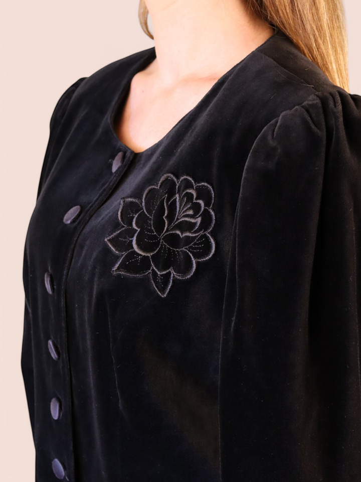 Giacca Velluto con Ricamo Floreale | Vintage