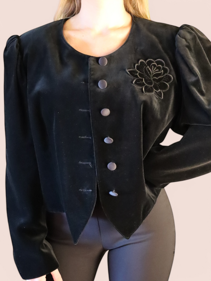 Giacca Velluto con Ricamo Floreale | Vintage