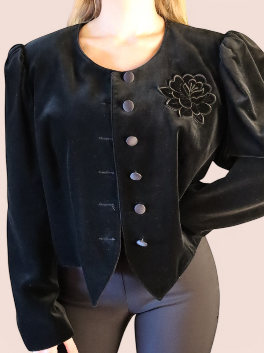 Giacca Velluto con Ricamo Floreale | Vintage