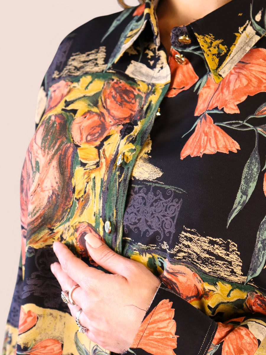 Camicia con Stampa Floreale e Astratta | Vintage