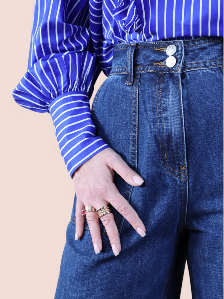 Jeans a Gamba Larga con Tasche Utility