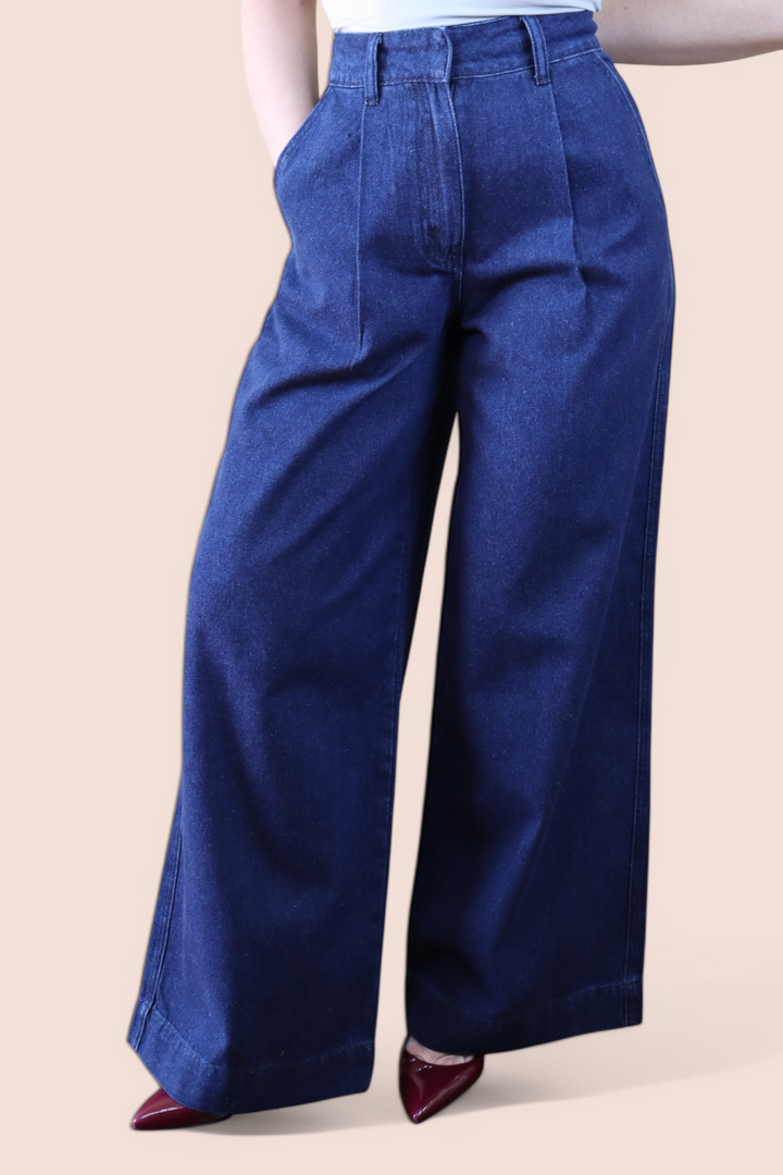 Pantaloni in denim a gamba larga