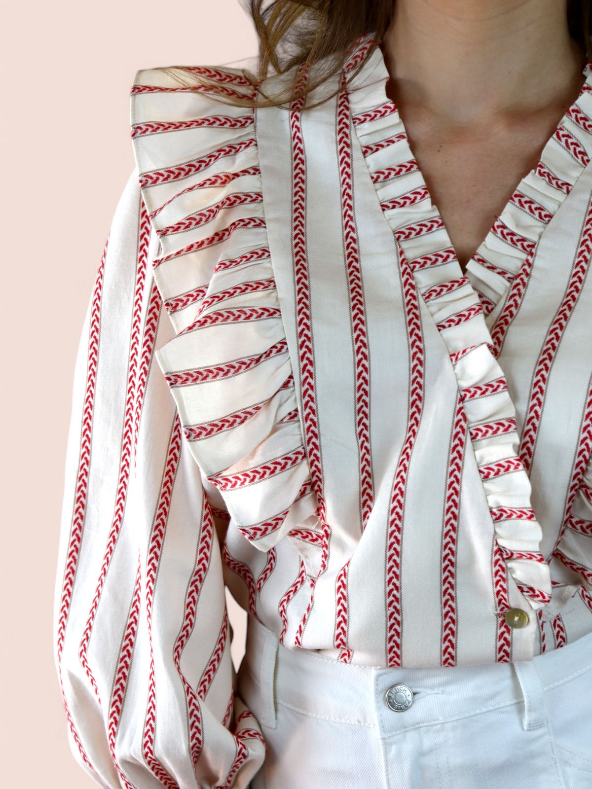 Blusa a Righe con Volant