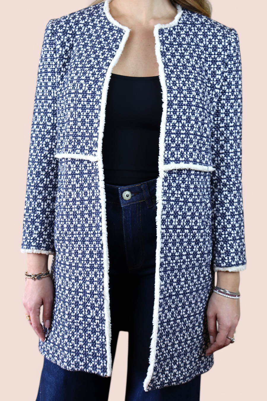 Cappotto in Tweed con Profili Frangiati | Pre-Loved