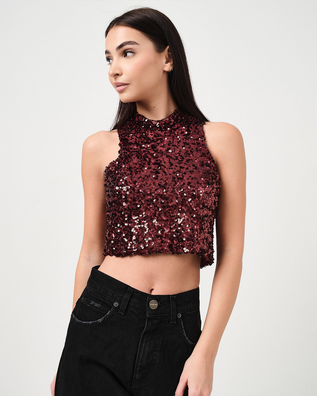 Top cropped con paillettes