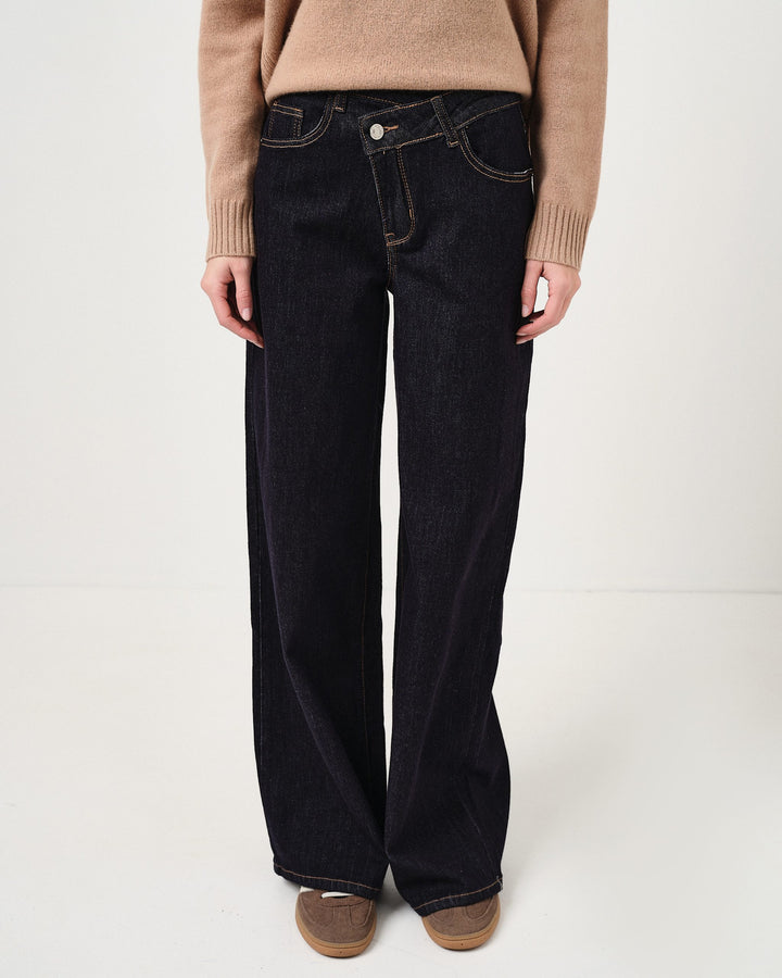 Denim criss cross a palazzo scuro