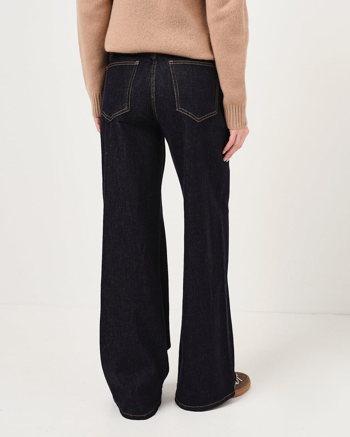 Denim criss cross a palazzo scuro