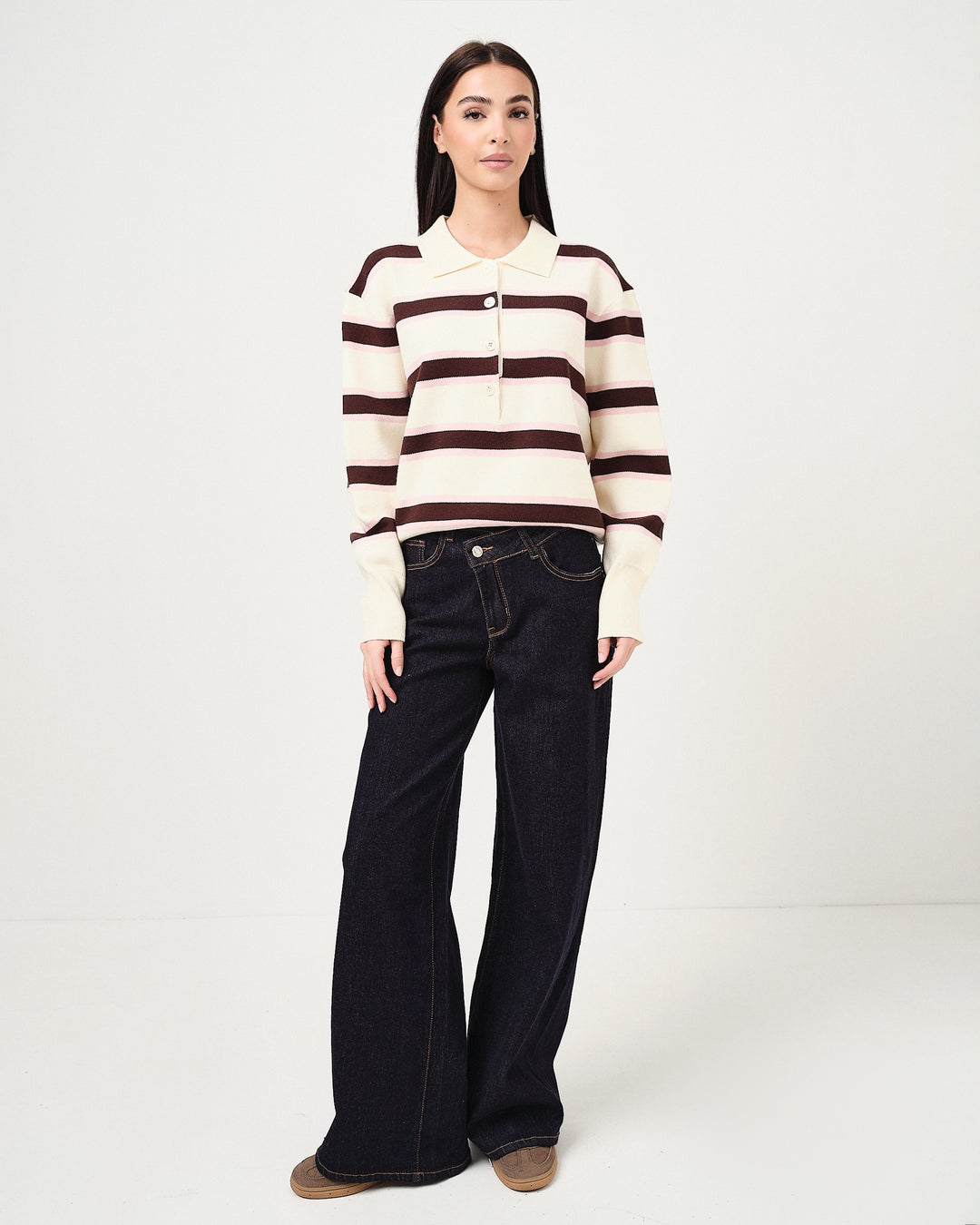 Denim criss cross a palazzo scuro