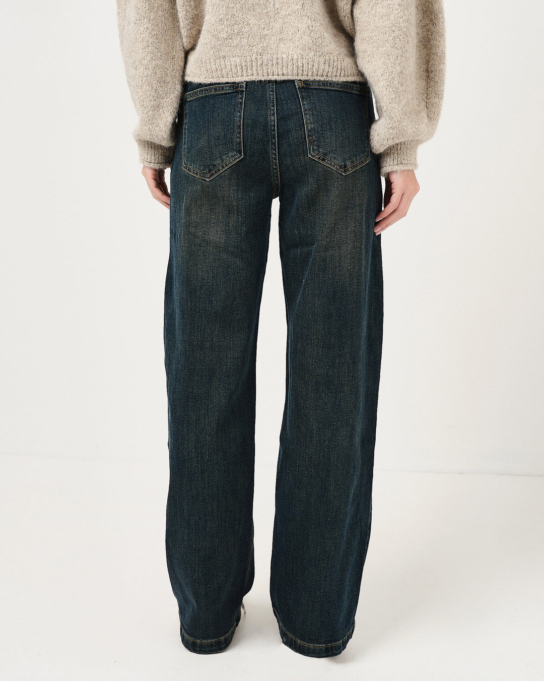 Denim wide leg con elastico in vita