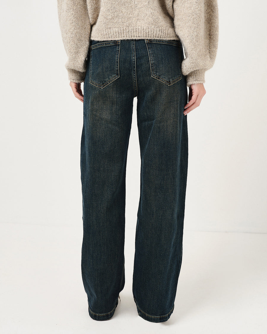 Denim wide leg con elastico in vita