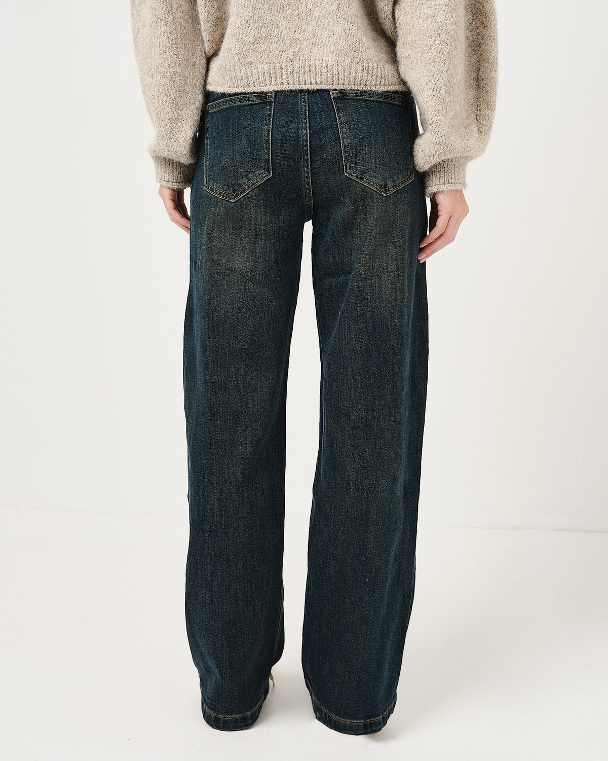 Denim wide leg con elastico in vita