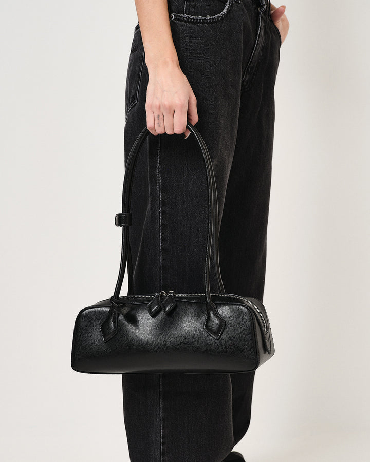 Borsa baguette con zip doppia