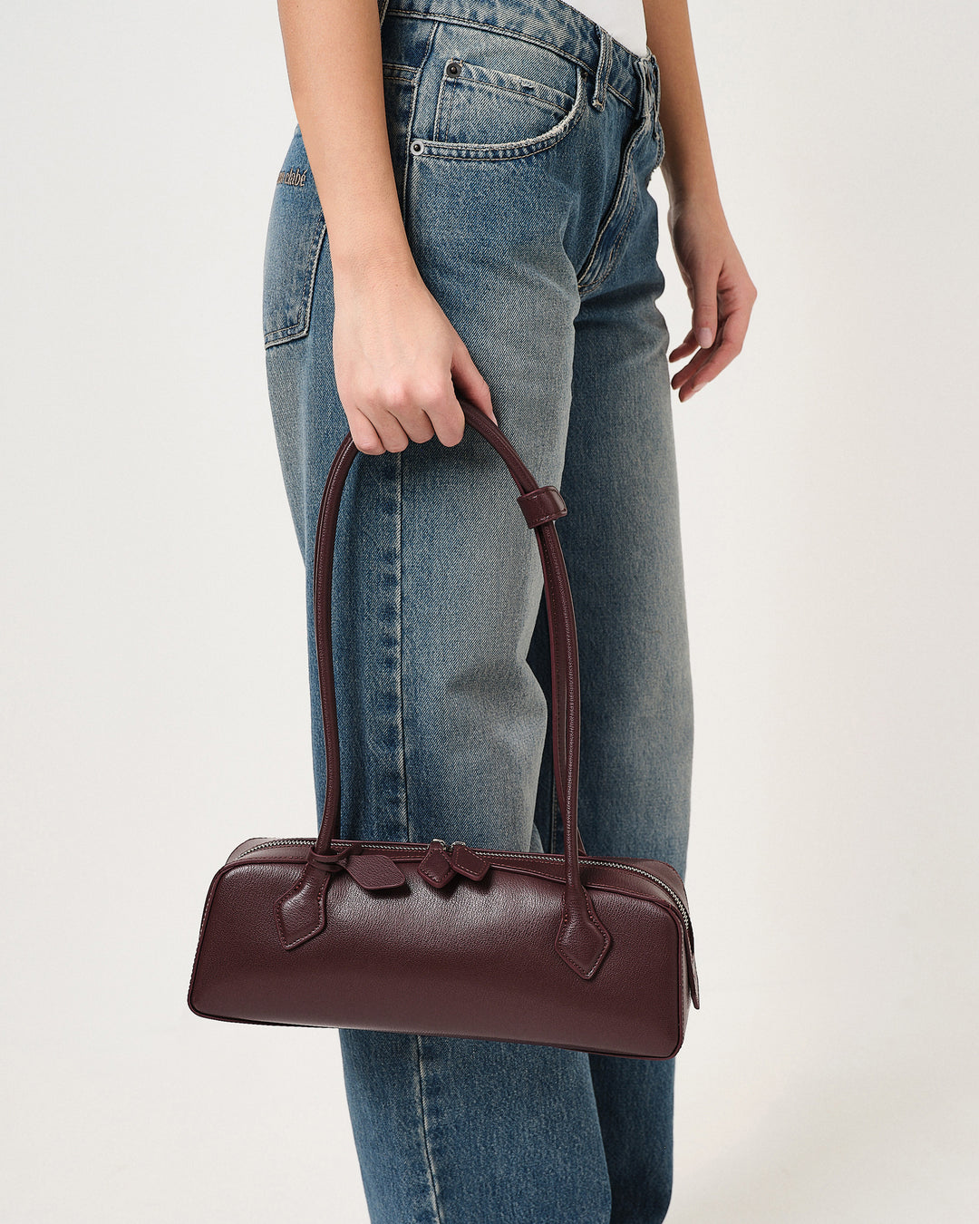 Borsa baguette con zip doppia