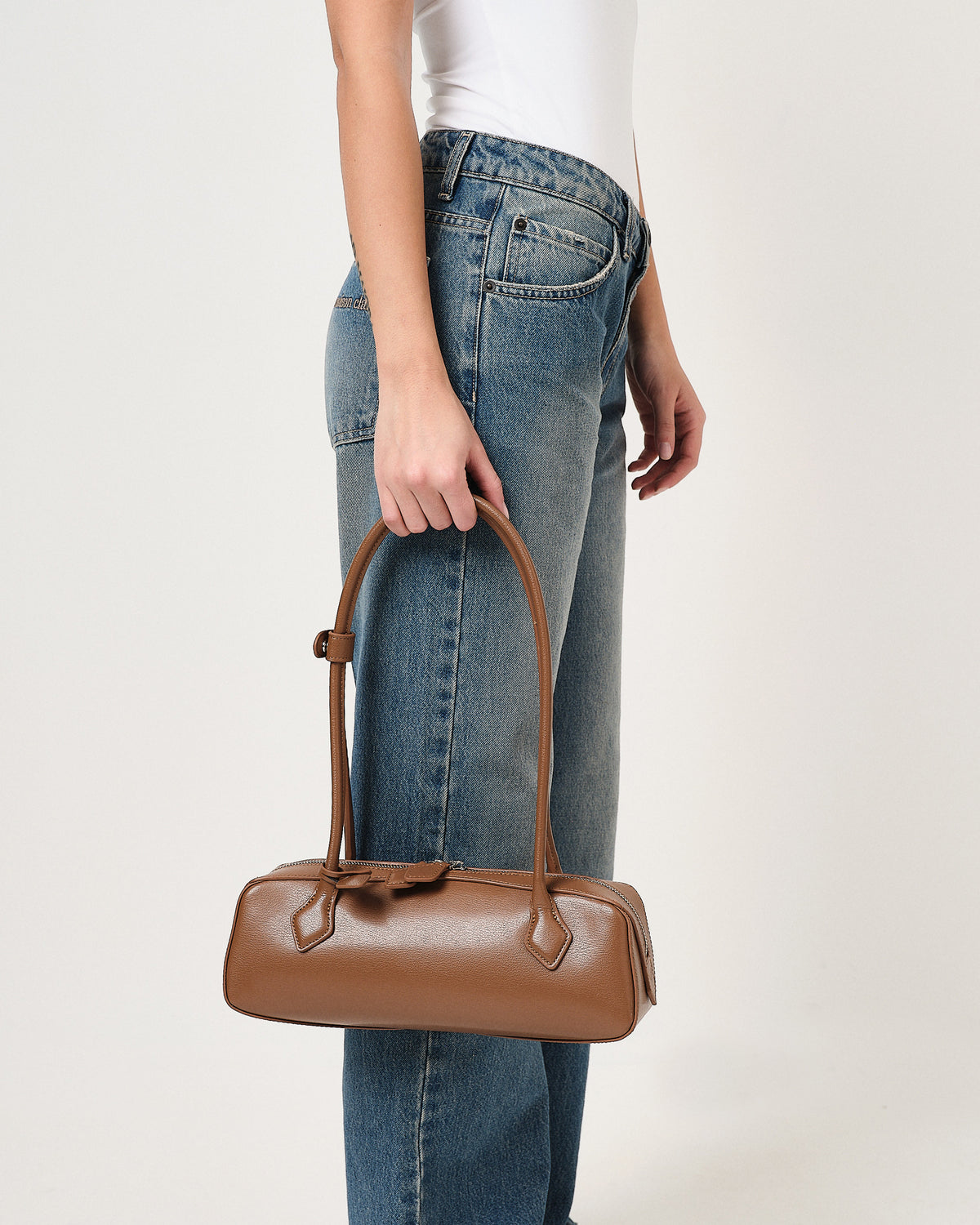Borsa baguette con zip doppia