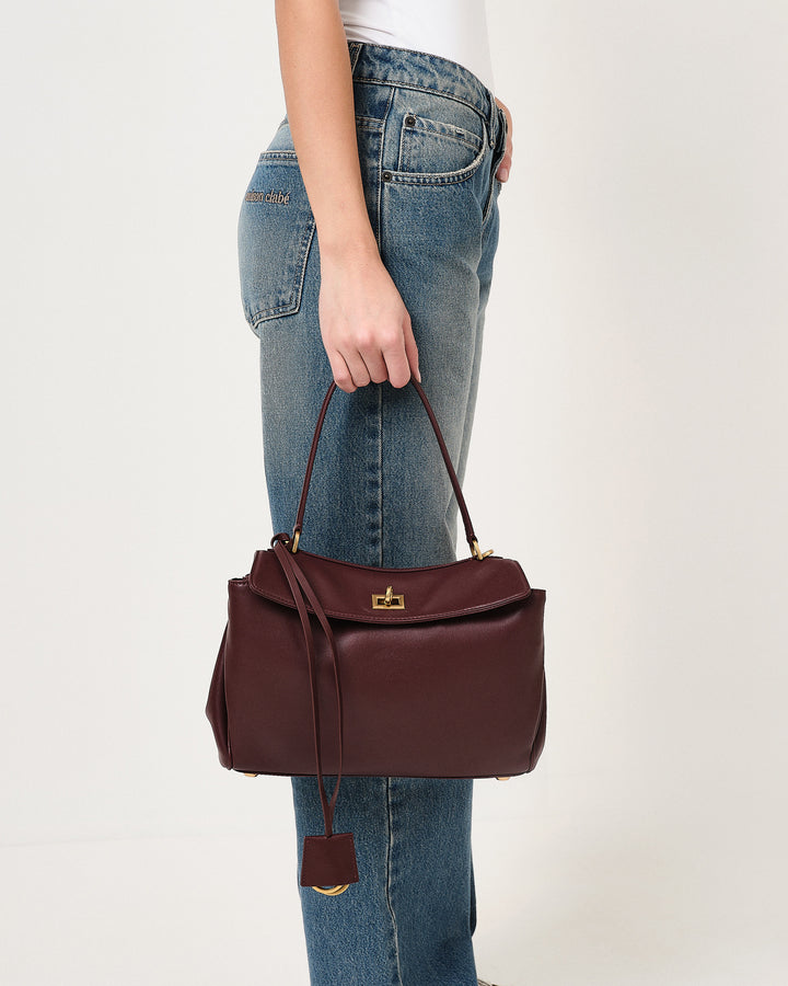 Borsa cartella small con tasca in pelle liscia