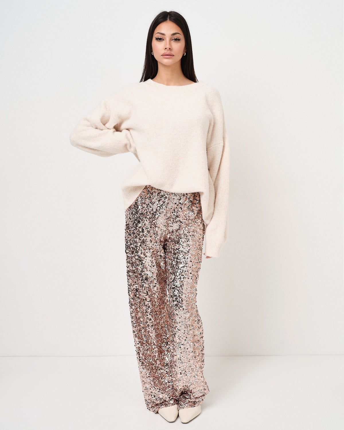 Pantalone a palazzo con paillettes