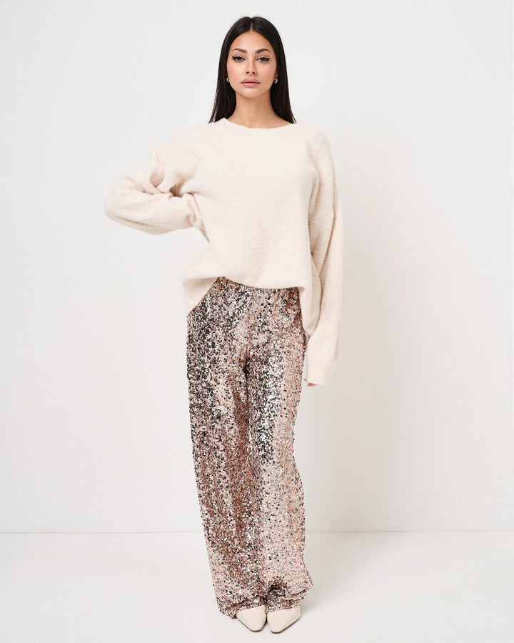Pantalone a palazzo con paillettes