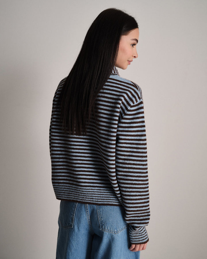 Cardigan a righe con sciarpa